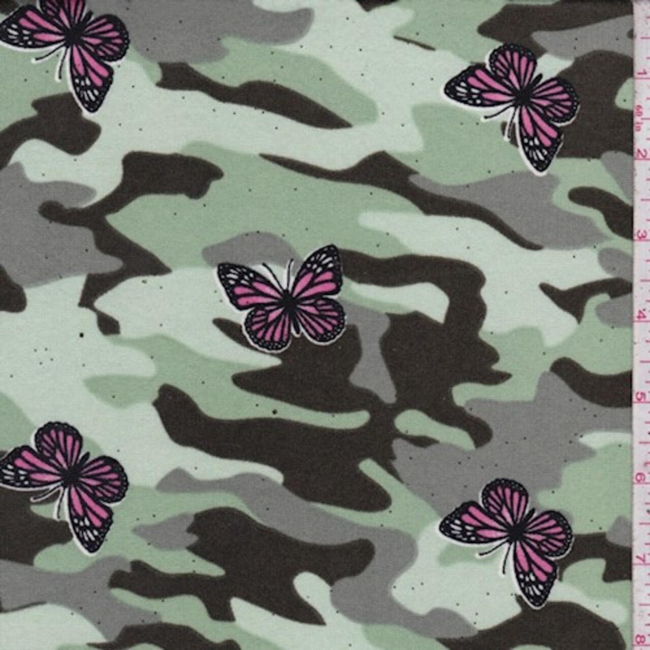 Multi Sparkle Butterfly Camo Double Brushed ITY Knit Fabric By the Yard